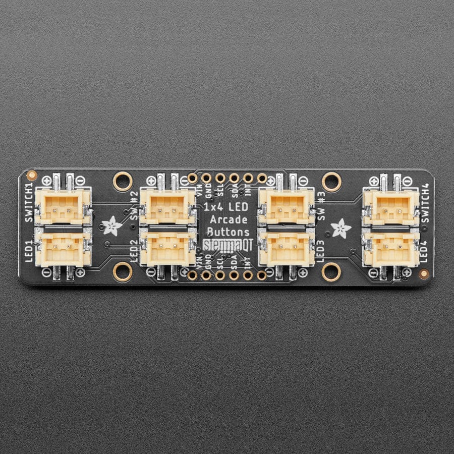 Adafruit LED Arcade Button 1x4 - STEMMA QT I2C Breakout (STEMMA QT / Qwiic) - Image 3