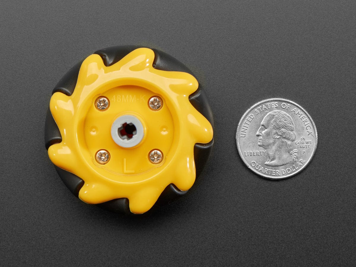 Left Mecanum Wheel - 48mm Diameter - TT Motor or Cross Axle [Discontinued] - Image 4