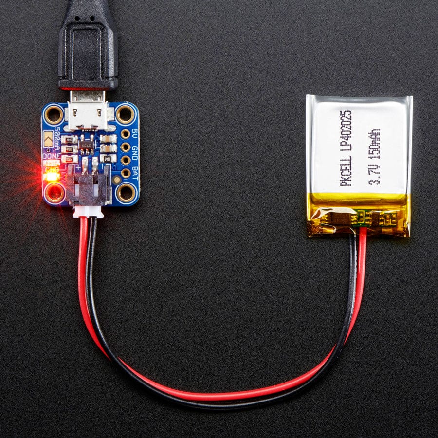 Adafruit Micro-Lipo Charger for LiPo/LiIon Batt w/MicroUSB Jack (v1) - Image 2