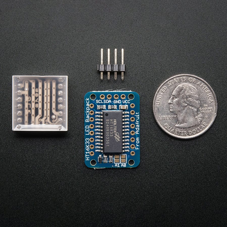 Adafruit Mini 0.8" 8x8 LED Matrix with I2C Backpack - Pure Green - Image 3