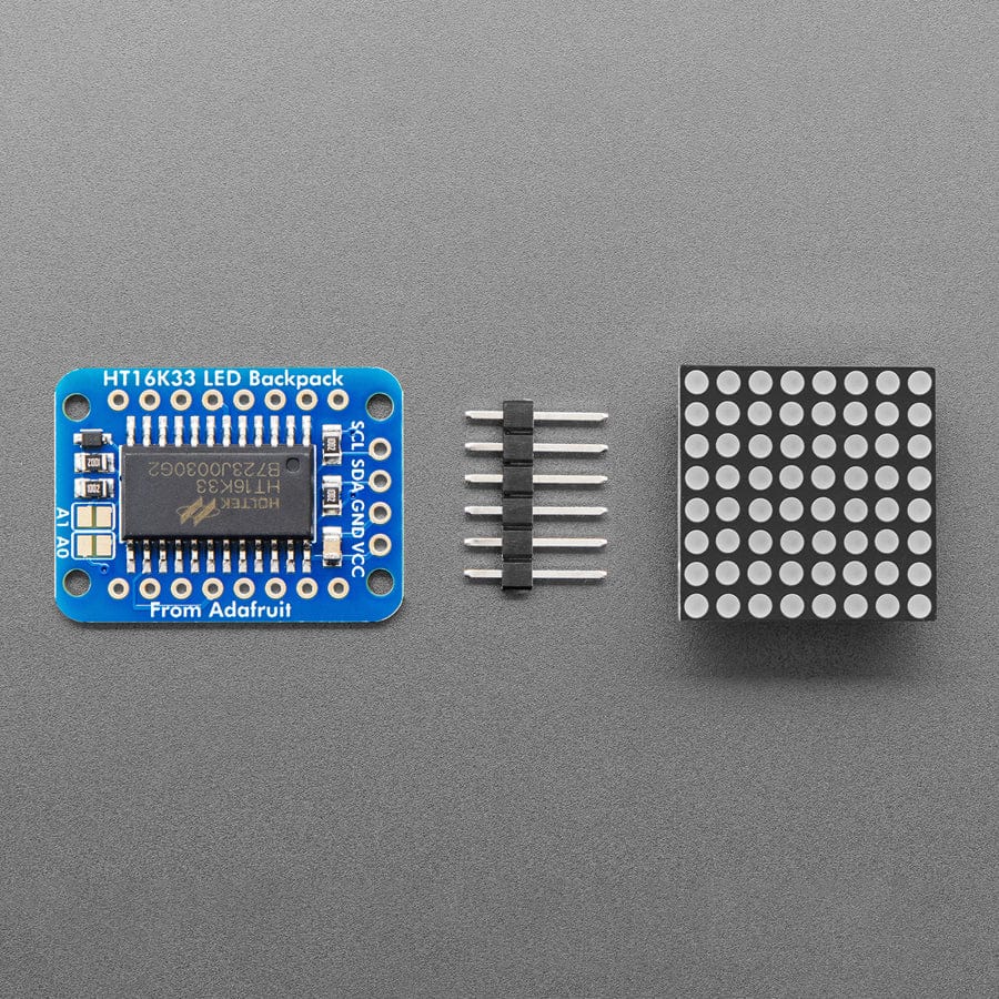 Adafruit Mini 0.8" 8x8 LED Matrix with I2C Backpack - Yellow-Green - Image 2