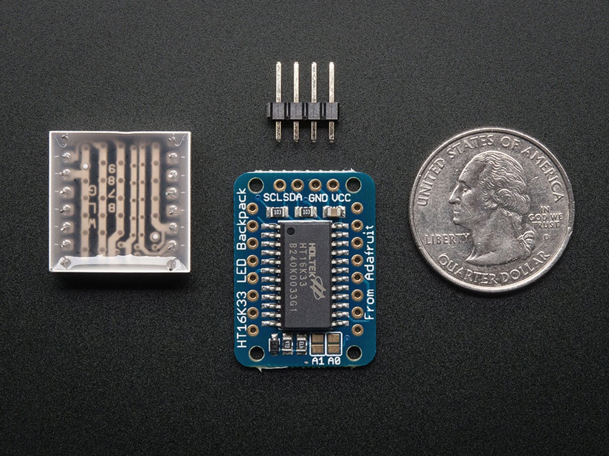 Adafruit Mini 8x8 LED Matrix w/I2C Backpack - Red [Discontinued] - Image 2