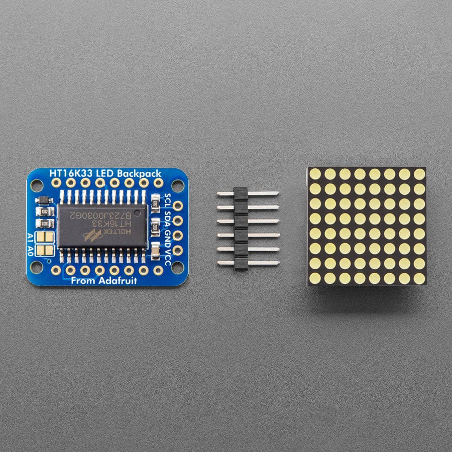 Adafruit Mini 8x8 LED Matrix with I2C Backpack - Ultra Bright White - Image 2