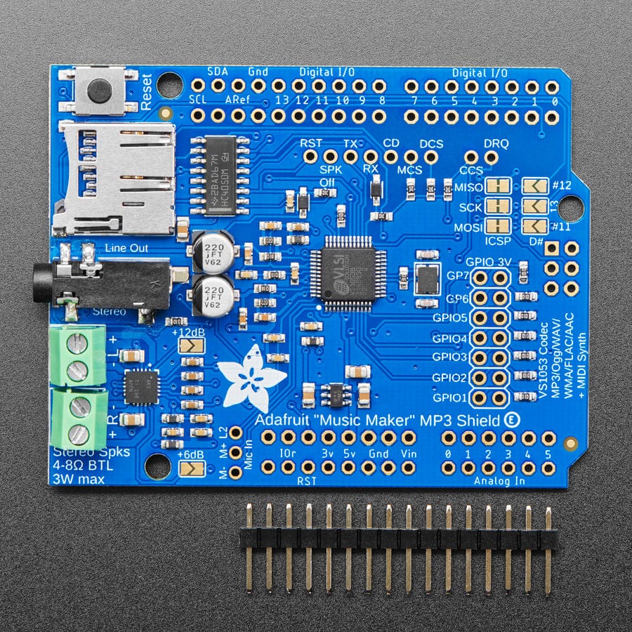 Adafruit "Music Maker" MP3 Shield for Arduino with 3W Stereo Amp (v1.0) - Image 3