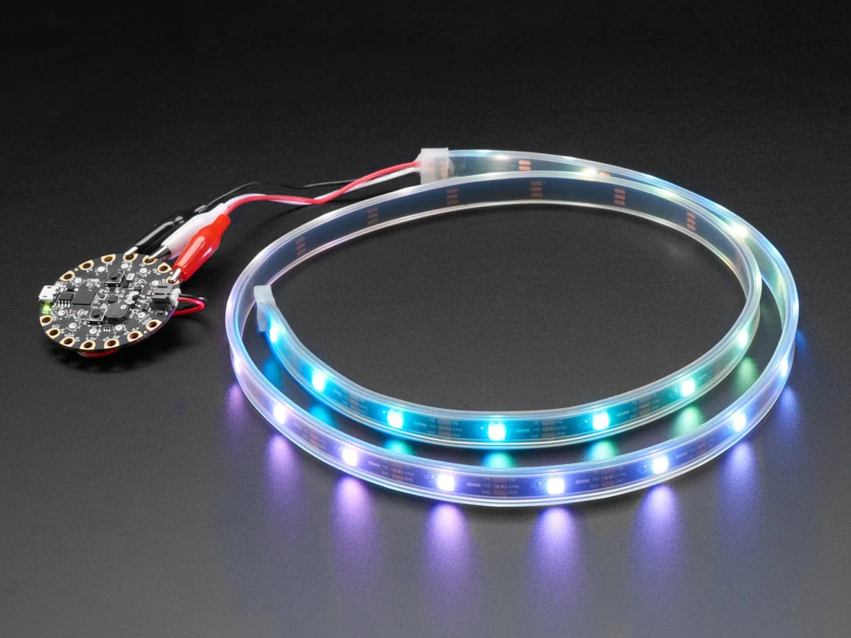 Adafruit NeoPixel LED Strip w/ Alligator Clips - 30 LEDs/meter (1 Meter - BLACK) - Image 2