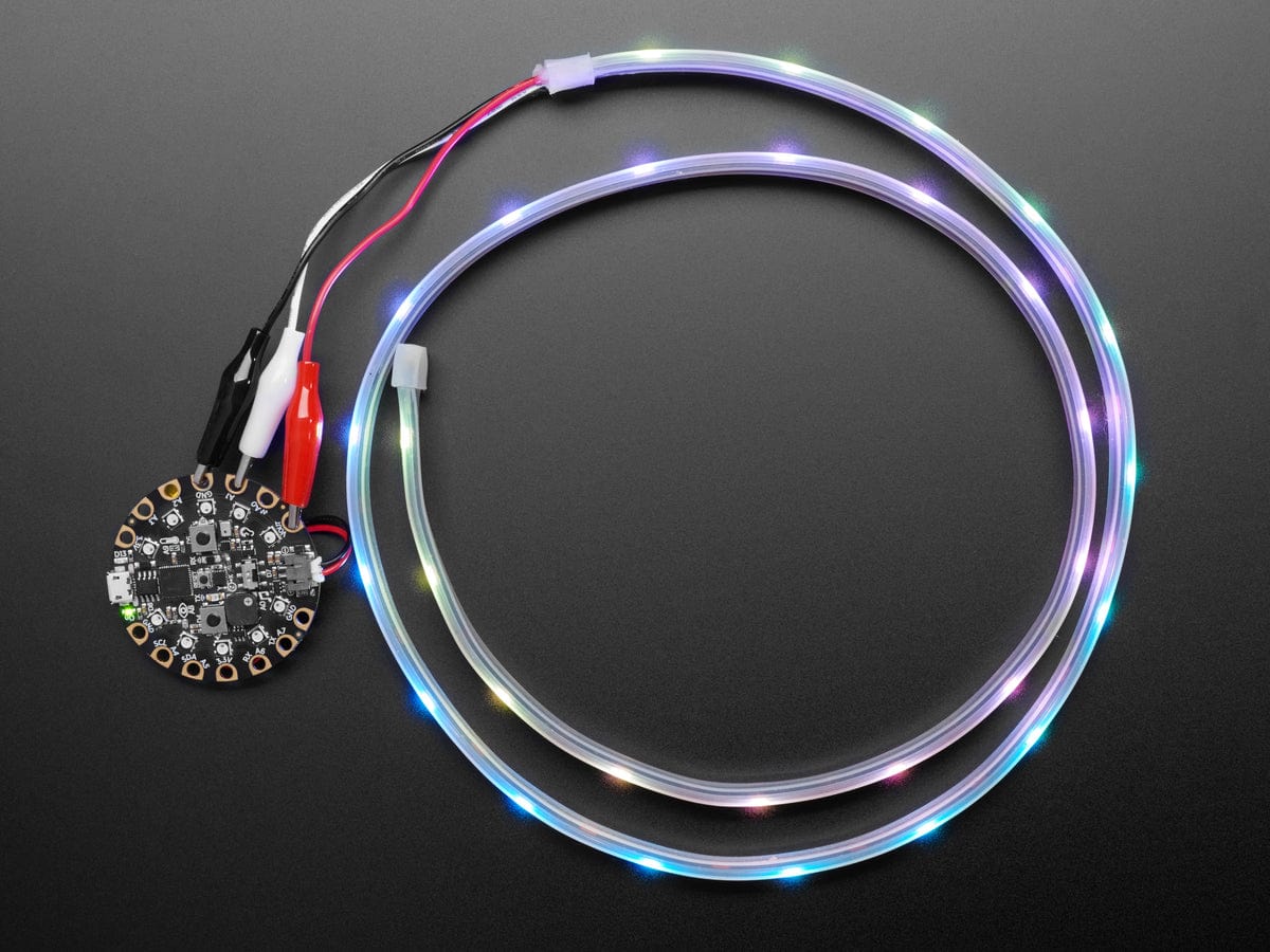 Adafruit NeoPixel LED Strip w/ Alligator Clips - 30 LEDs/meter (1 Meter - BLACK) - Image 3