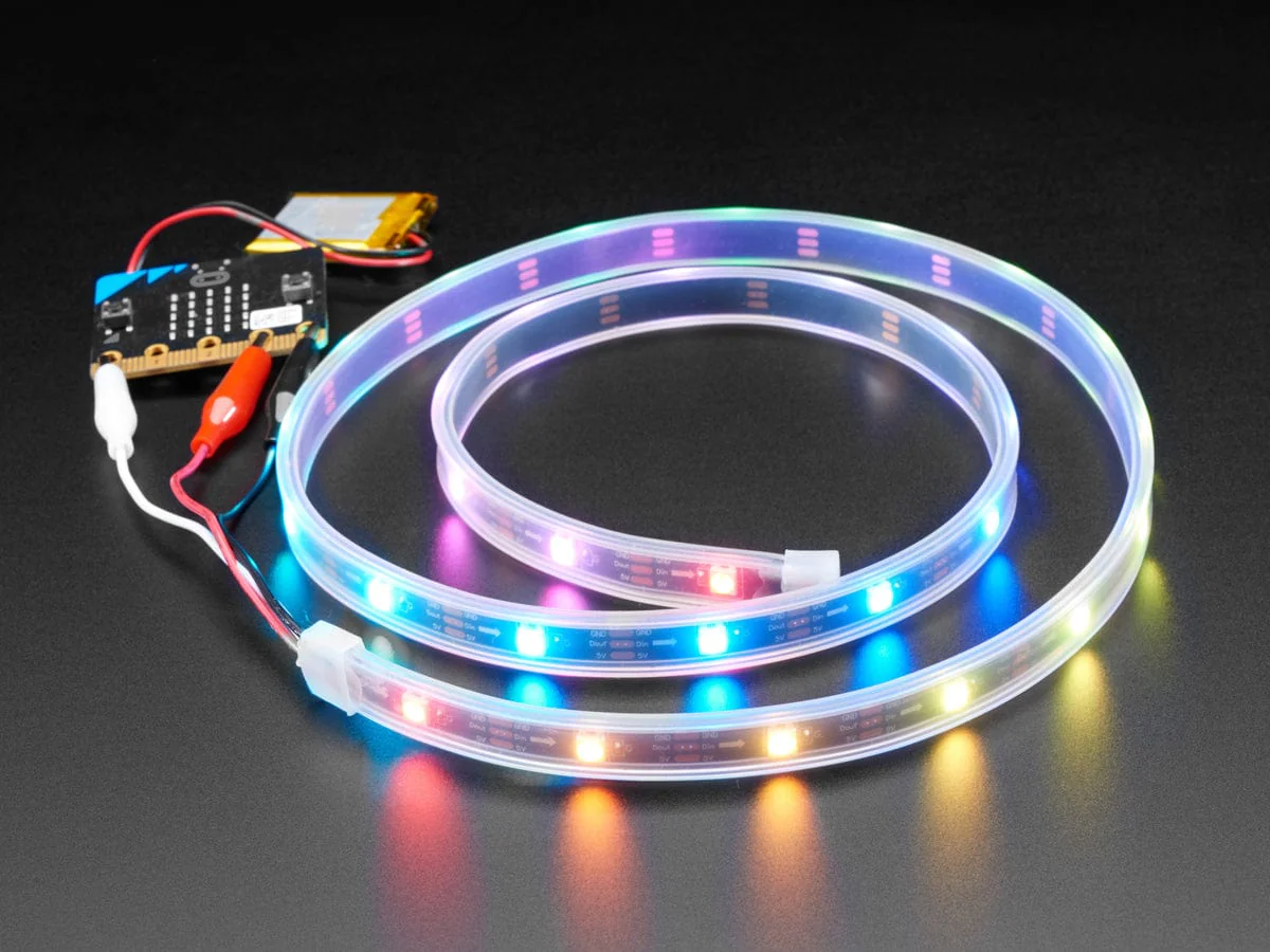 Adafruit NeoPixel LED Strip w/ Alligator Clips - 30 LEDs/meter (1 Meter - BLACK) - Image 4