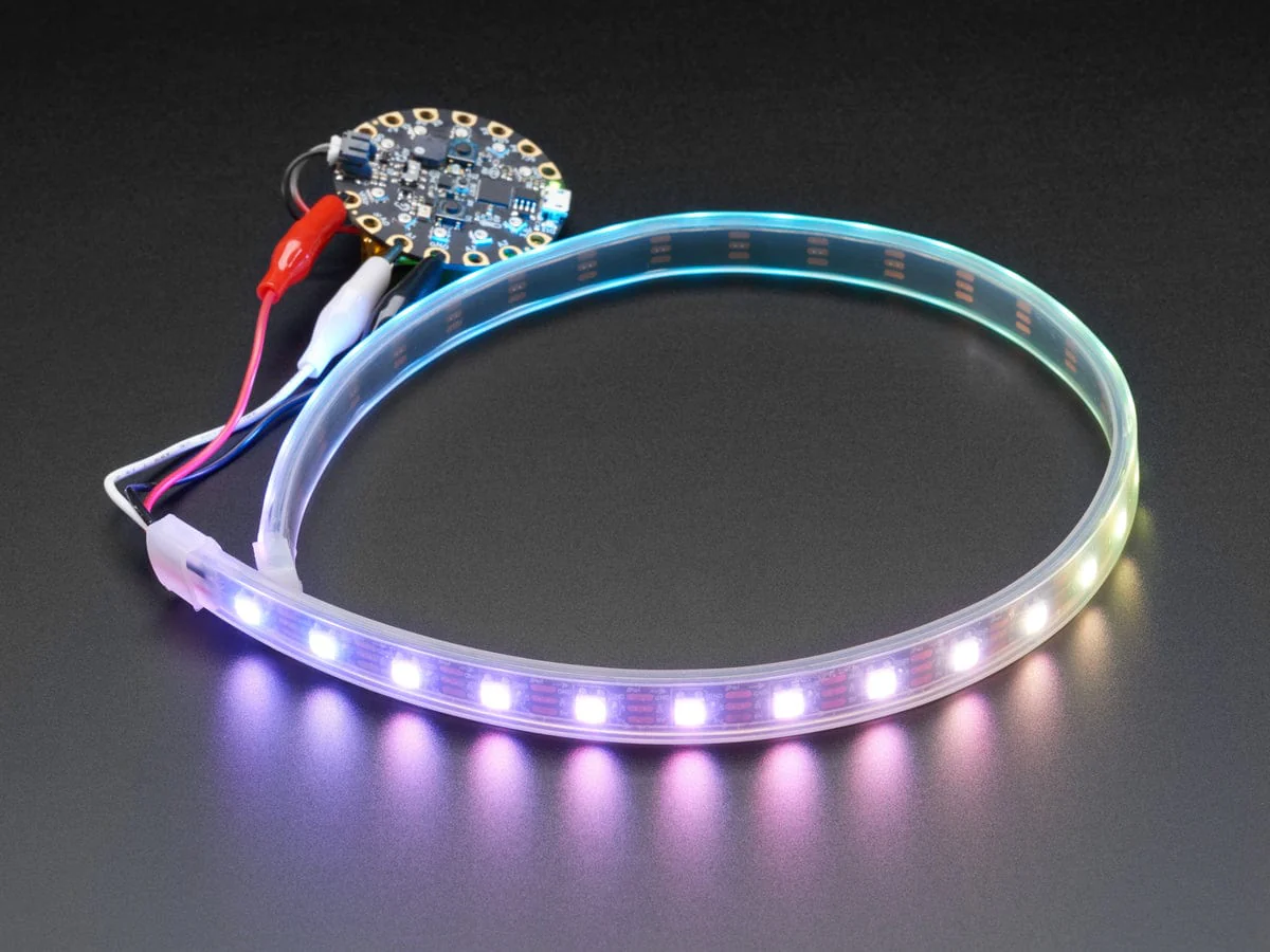 Adafruit NeoPixel LED Strip w/ Alligator Clips - 60 LED/m (0.5 Meter Long - Black Flex) - Image 3