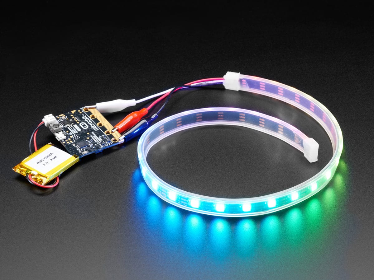 Adafruit NeoPixel LED Strip w/ Alligator Clips - 60 LED/m (0.5 Meter Long - Black Flex) - Image 4