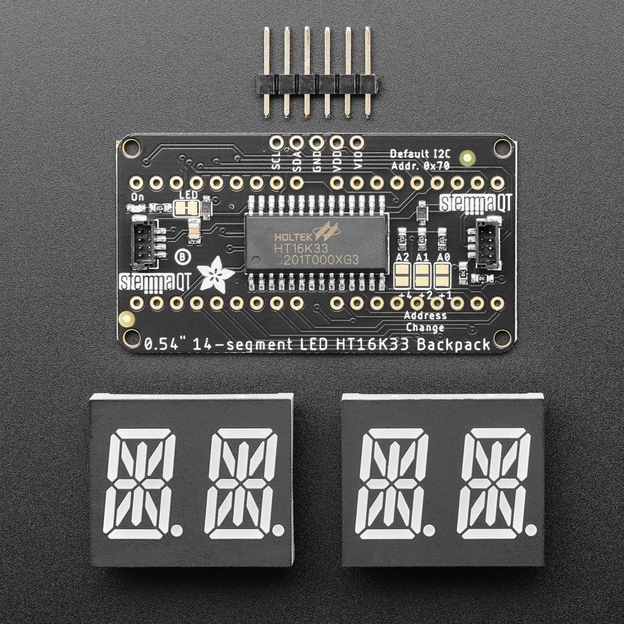 Quad Alphanumeric Display - Yellow 0.54" Digits w/ I2C Backpack - STEMMA QT / Qwiic - Image 2
