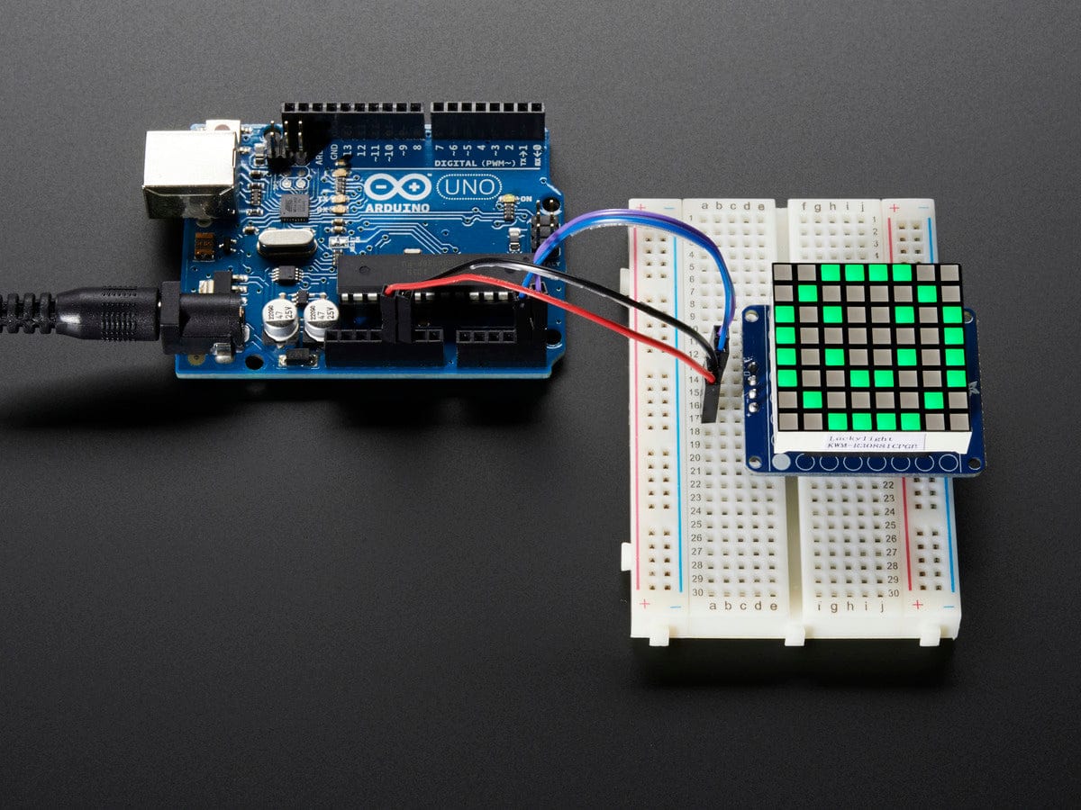 Small 1.2" 8x8 Bright Square Pure Green LED Matrix + Backpack [discontinued] - Image 2