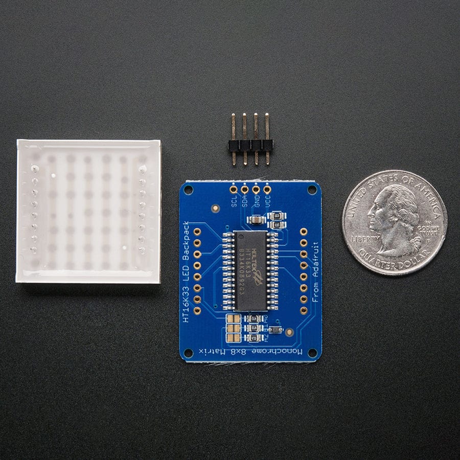 Adafruit Small 1.2" 8x8 LED Matrix with I2C Backpack - Blue - Image 3