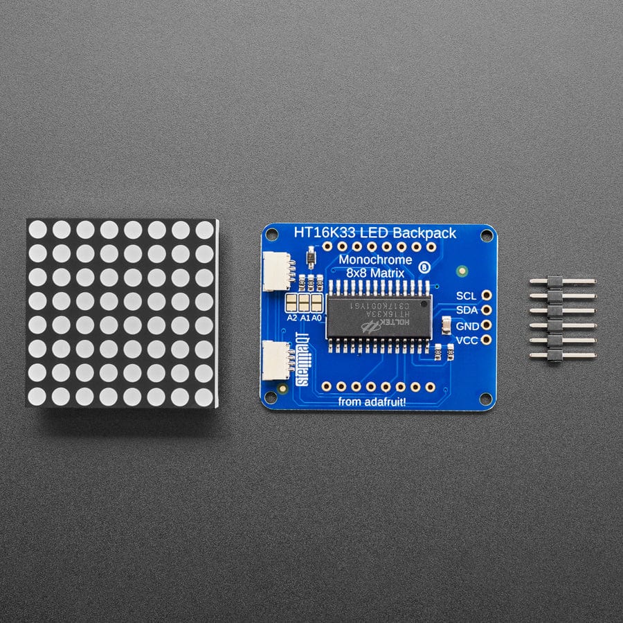 Adafruit Small 1.2" 8x8 LED Matrix with I2C Backpack - Red - Image 2