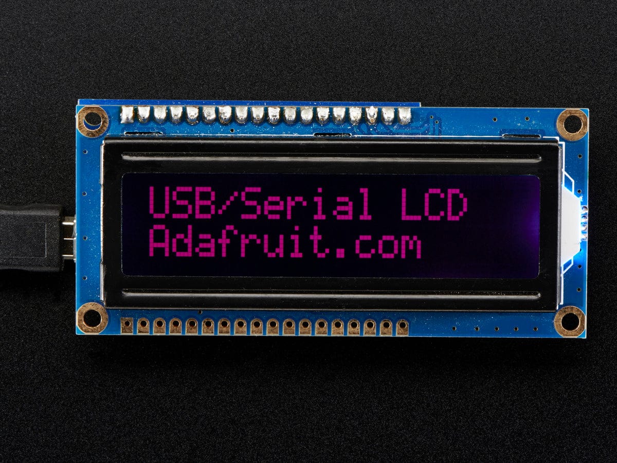USB + Serial Backpack Kit with 16x2 RGB backlight negative LCD (RGB on Black)