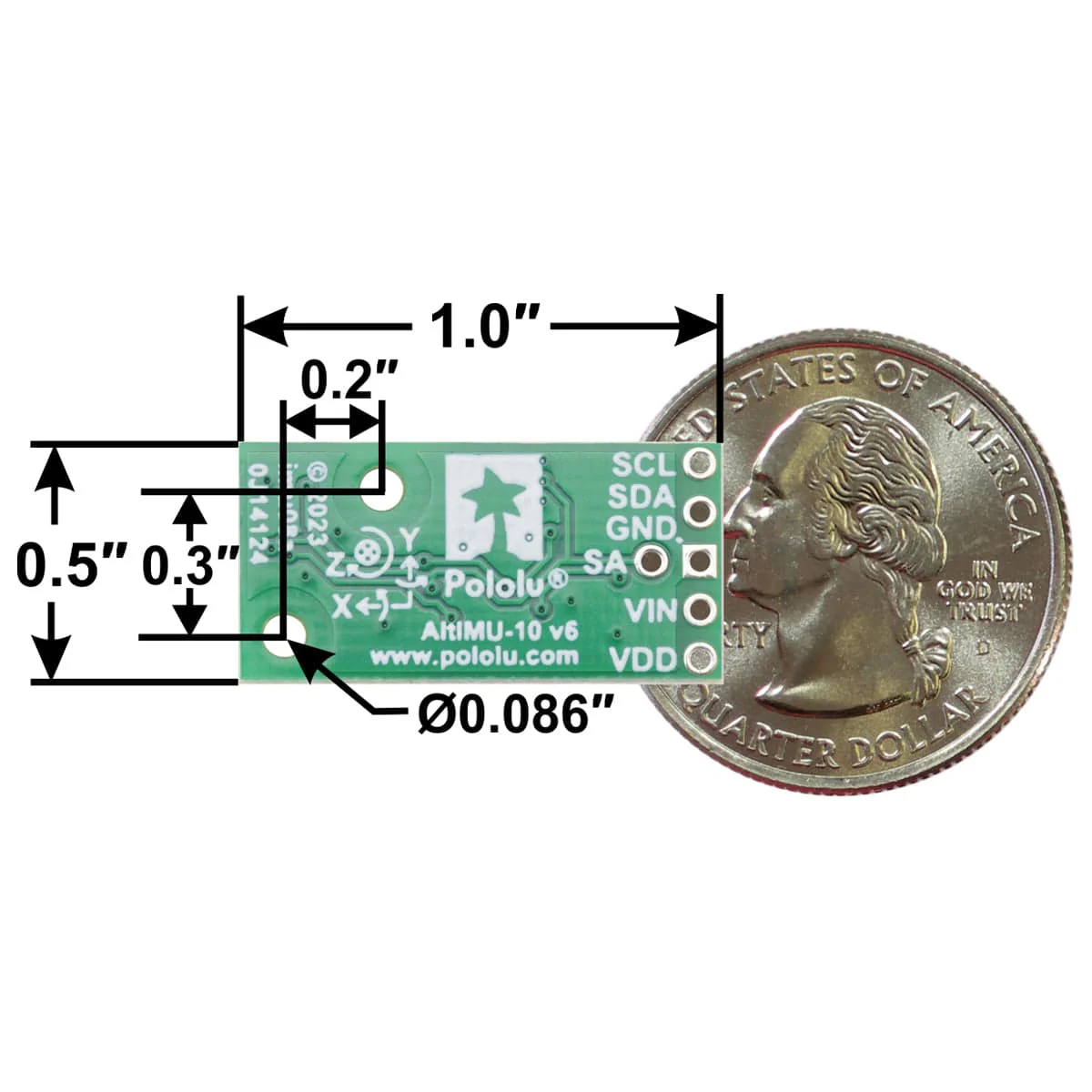 AltIMU-10 v6 Gyro, Accelerometer, Compass and Altimeter (LSM6DSO, LIS3MDL & LPS22DF) - Image 4