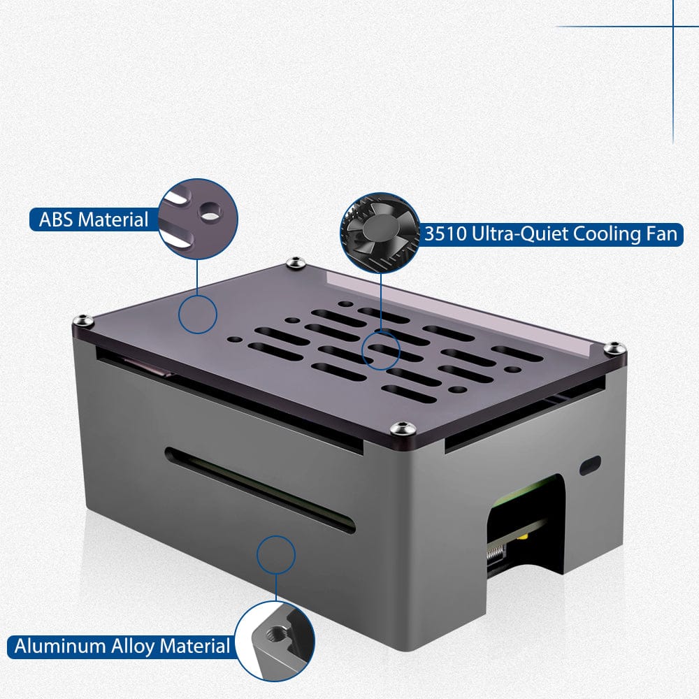 Aluminium NAS Case for Pi 4 with Quiet Cooling Fan - Image 6
