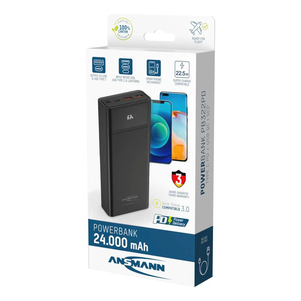 ANSMANN 24,000mAh 22.5W PD Power Bank [Discontinued] - Image 6