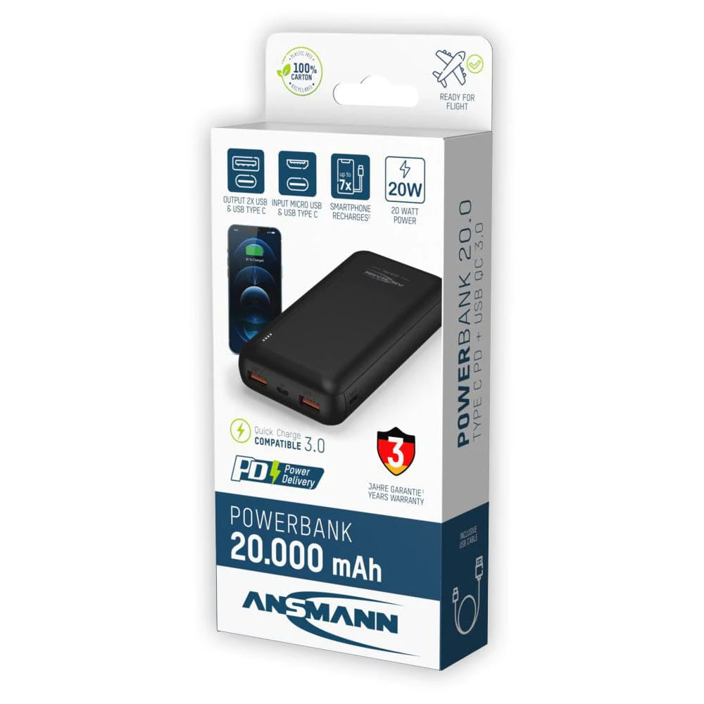 ANSMANN PB320PD 20,000mAh 20W PD Power Bank - Image 5