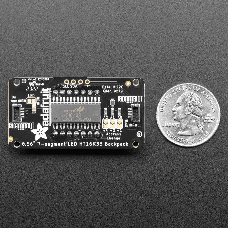 Assembled Adafruit 0.56" 4-Digit 7-Segment Display - w/ I2C Backpack QT - Blue - Image 5