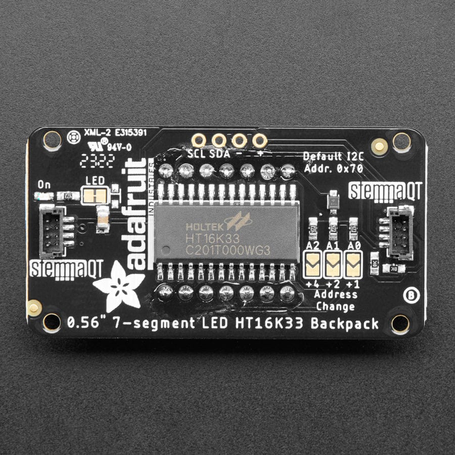 Assembled Adafruit 0.56" 4-Digit 7-Segment Display - w/ I2C Backpack QT - Green - Image 4