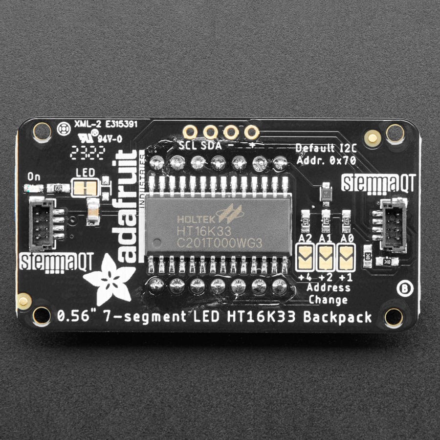 Assembled Adafruit 0.56" 4-Digit 7-Segment Display - w/ I2C Backpack QT - Red - Image 4