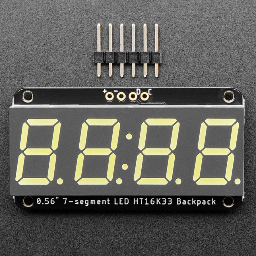Assembled Adafruit 0.56" 4-Digit 7-Segment Display - w/ I2C Backpack QT - White - Image 3