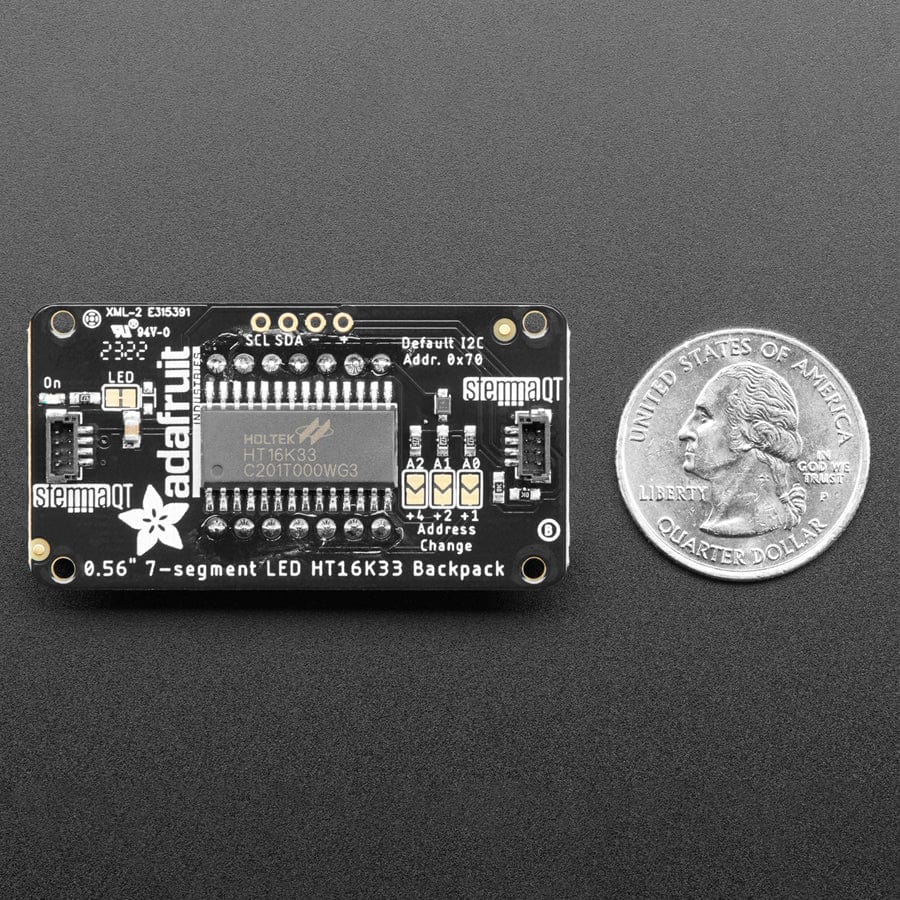 Assembled Adafruit 0.56" 4-Digit 7-Segment Display - w/ I2C Backpack QT - Yellow - Image 4