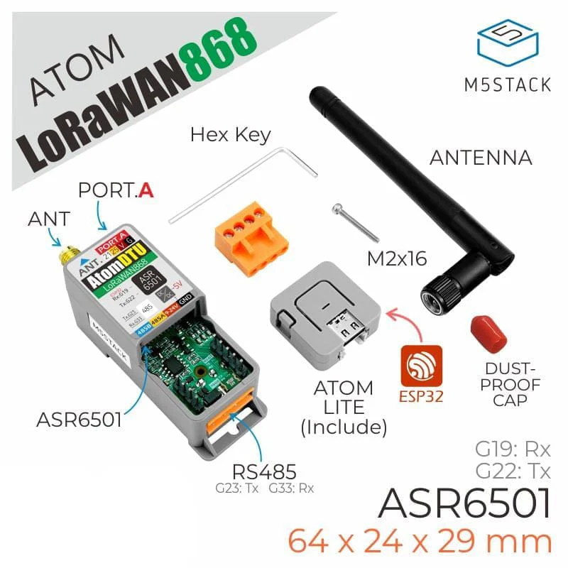 M5Stack Atom DTU LoRaWAN Kit 868MHz (ASR6501) [Discontinued] - Image 2
