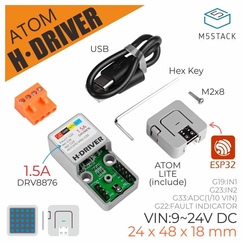 M5Stack ATOM H-Bridge Driver Kit (DRV8876) [Discontinued] - Image 2