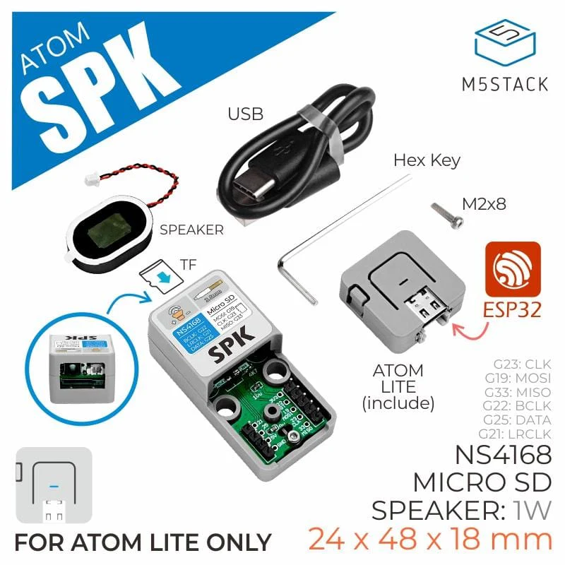M5Stack ATOM Speaker Kit (NS4168) [Discontinued] - Image 2