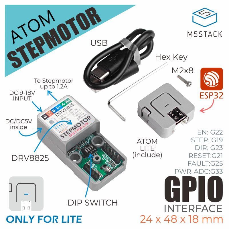 M5Stack ATOM Stepper Motor Driver Development Kit (DRV8825) [Discontinued] - Image 2