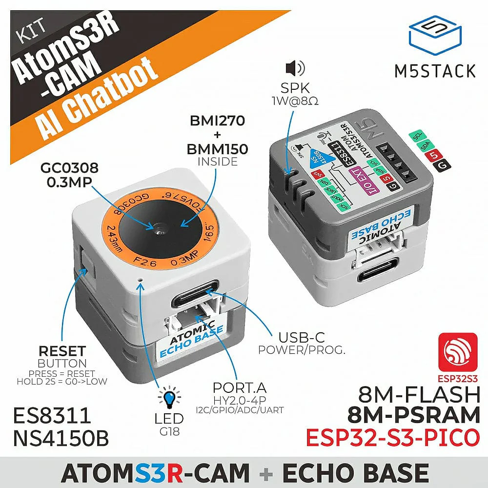AtomS3R-CAM AI Chatbot Kit (8MB PSRAM) - Image 2
