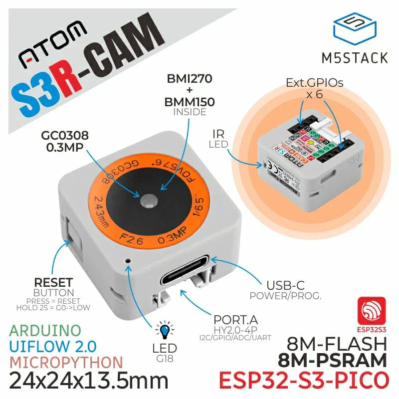 ATOMS3R Camera Kit (8MB PSRAM) - Image 2