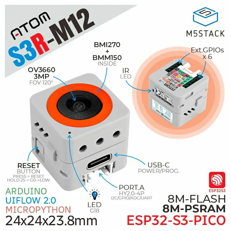 ATOMS3R Camera Kit M12 Version (OV3660) - Image 2
