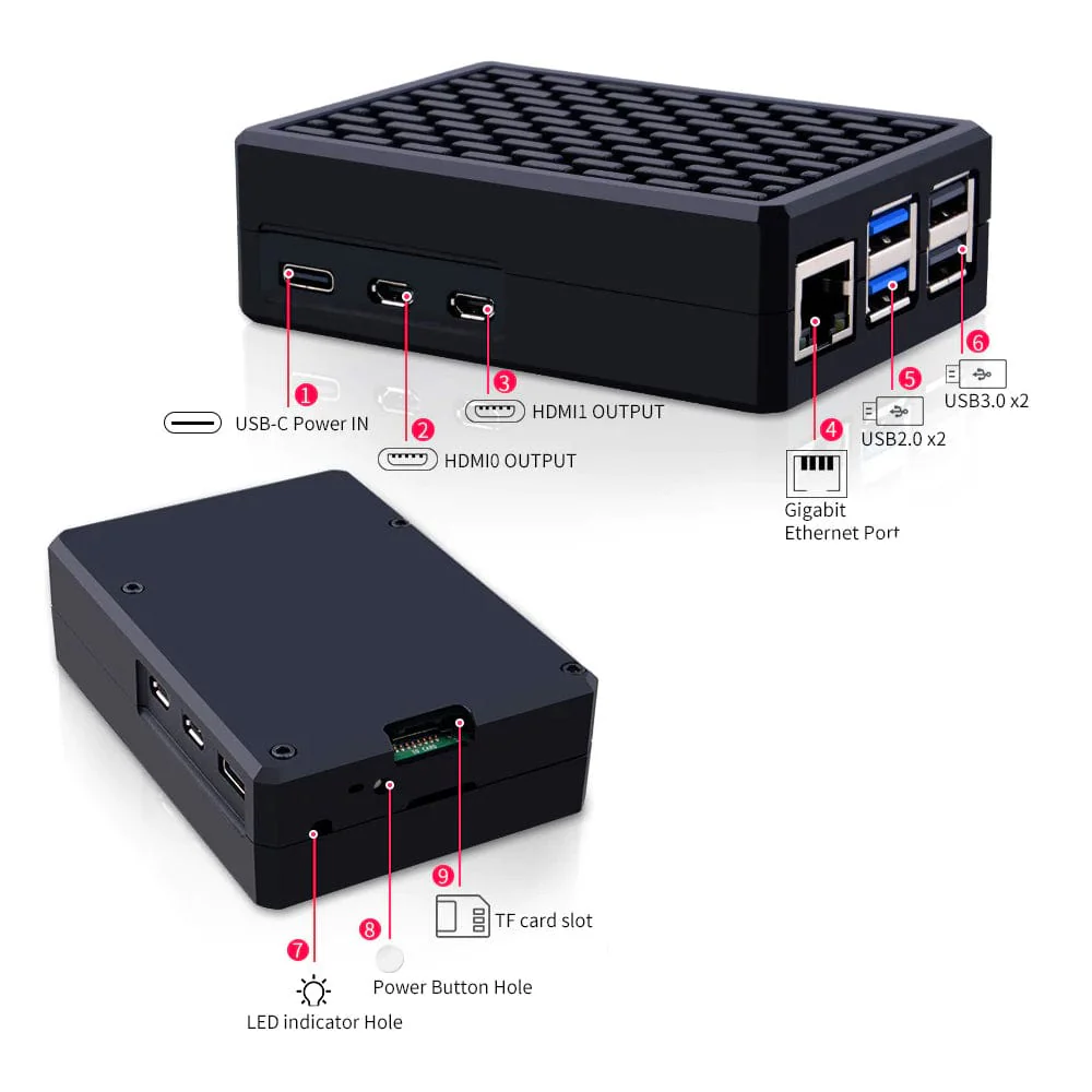 Black Aluminium Alloy Passive Cooling Case for Raspberry Pi 5 [Discontinued] - Image 2