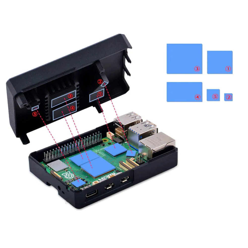 Black Aluminium Alloy Passive Cooling Case for Raspberry Pi 5 [Discontinued] - Image 3