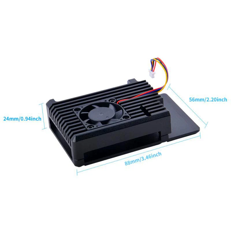 Black Aluminum Case With Heatsink Fan for Raspberry Pi 5 [Discontinued] - Image 5