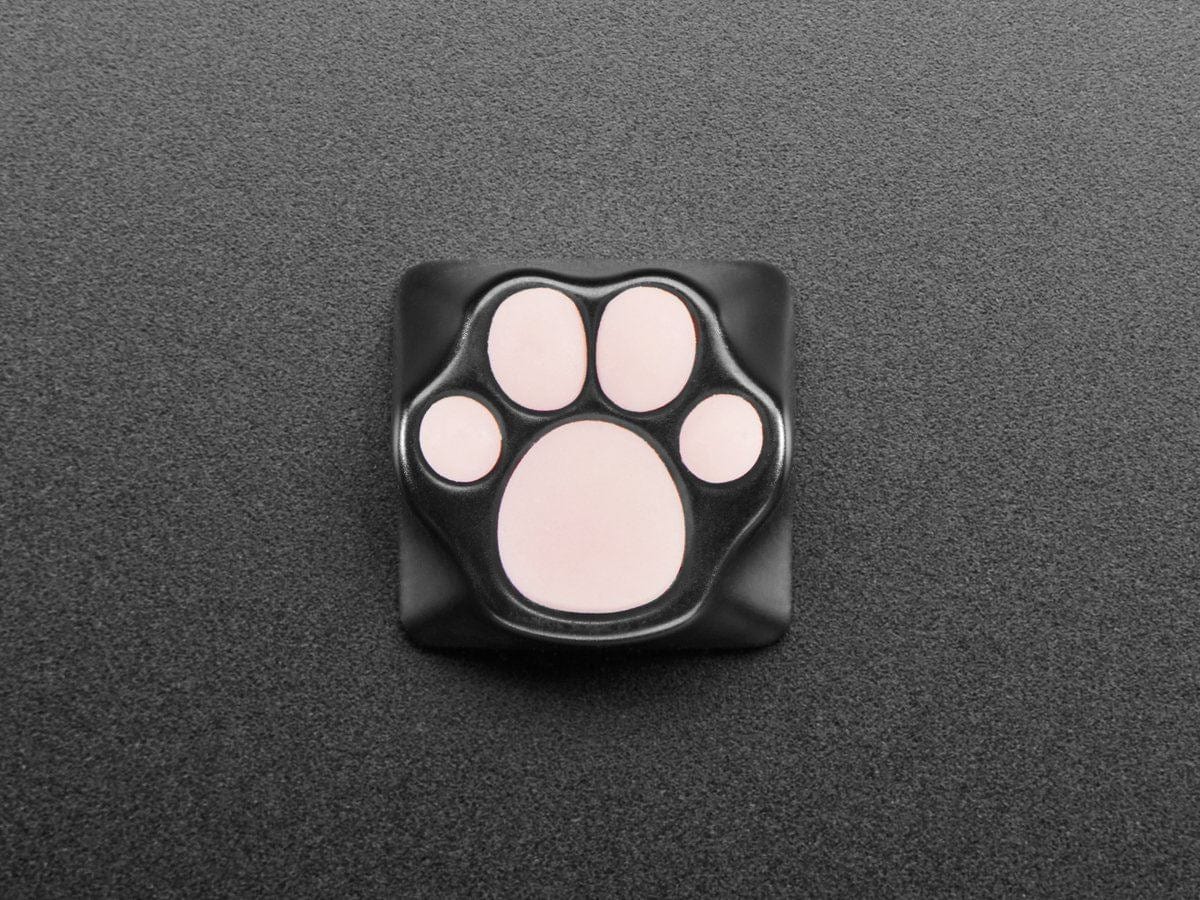Black Aluminum Kitty Paw Keycap with Pink Silicone Toes - Image 2