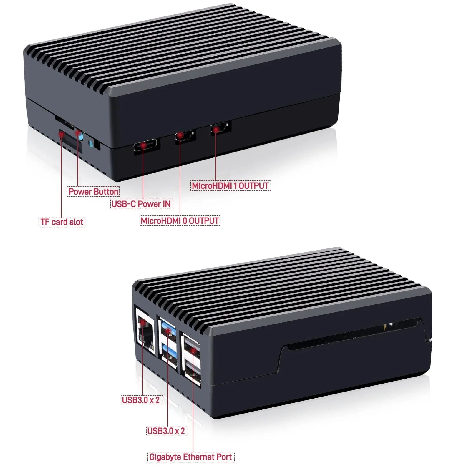 Black Aluminium Passive Cooling Case for Raspberry Pi 5 [discontinued] - Image 2