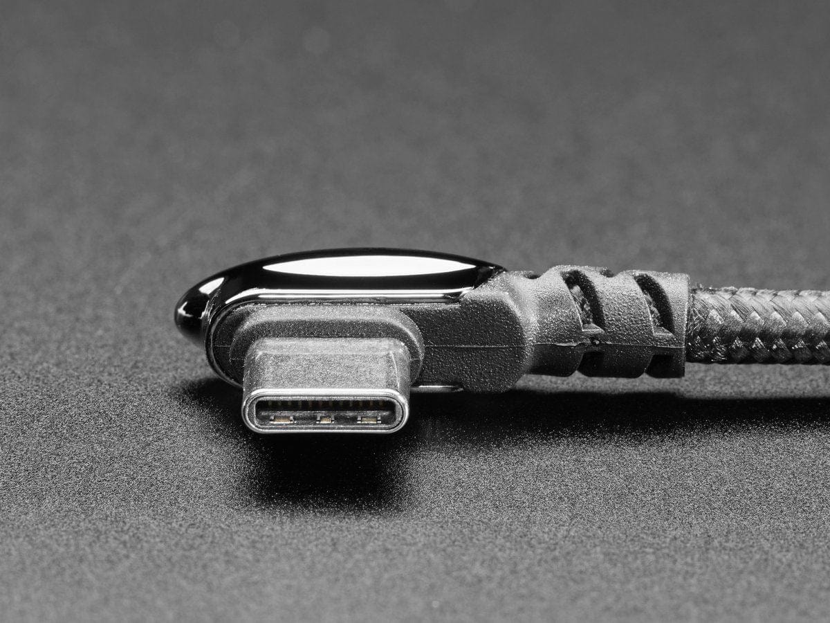 Black Woven Right Angle USB C to USB A Cable - 0.2m long - Image 3