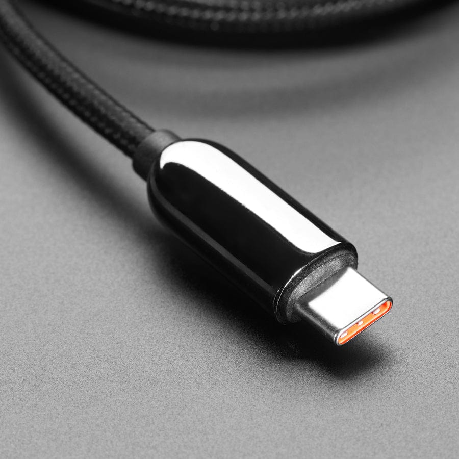 Black Woven USB A to USB C Cable with 66W Watt Display - 1 meter - Image 2
