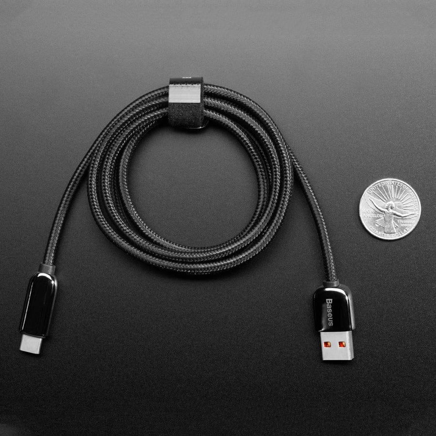 Black Woven USB A to USB C Cable with 66W Watt Display - 1 meter - Image 4