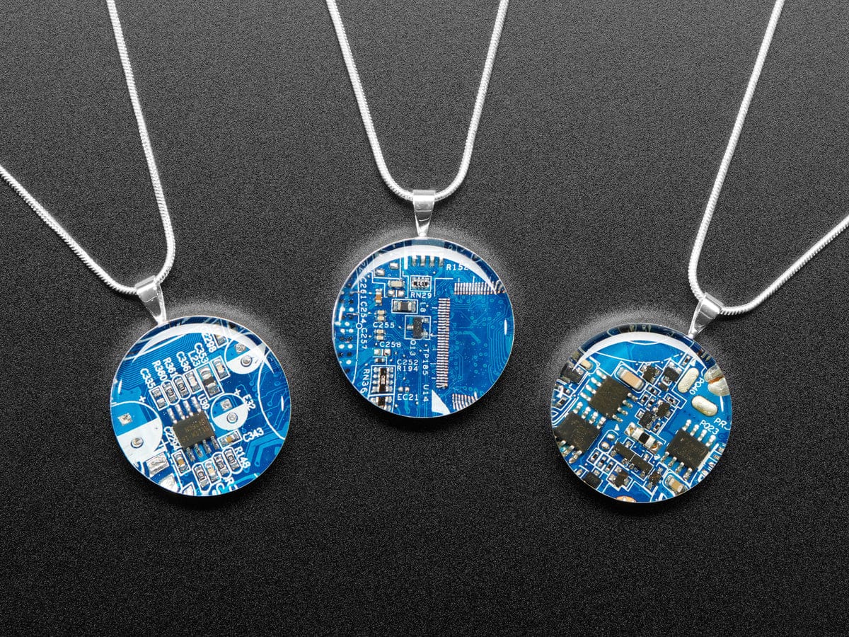 Blue Circuit Board Pendant Necklace with Silver Chain [Discontinued] - Image 2