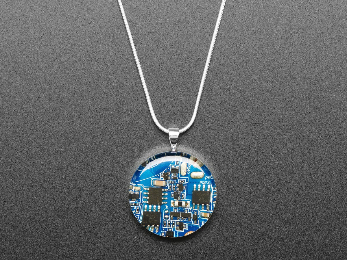 Blue Circuit Board Pendant Necklace with Silver Chain [Discontinued] - Image 3