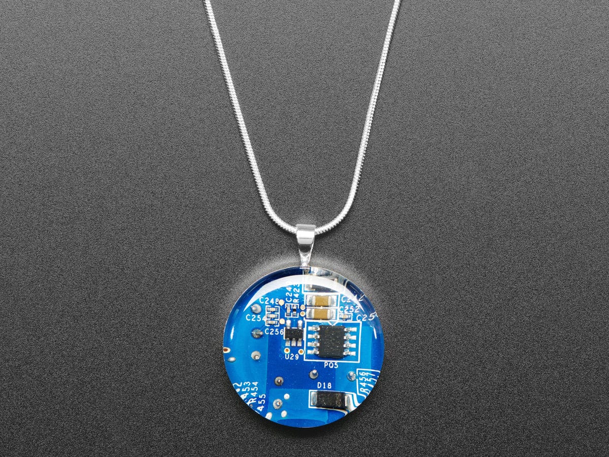 Blue Circuit Board Pendant Necklace with Silver Chain [Discontinued] - Image 4