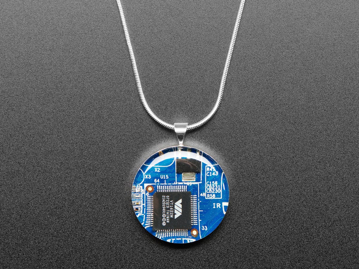 Blue Circuit Board Pendant Necklace with Silver Chain [Discontinued] - Image 5