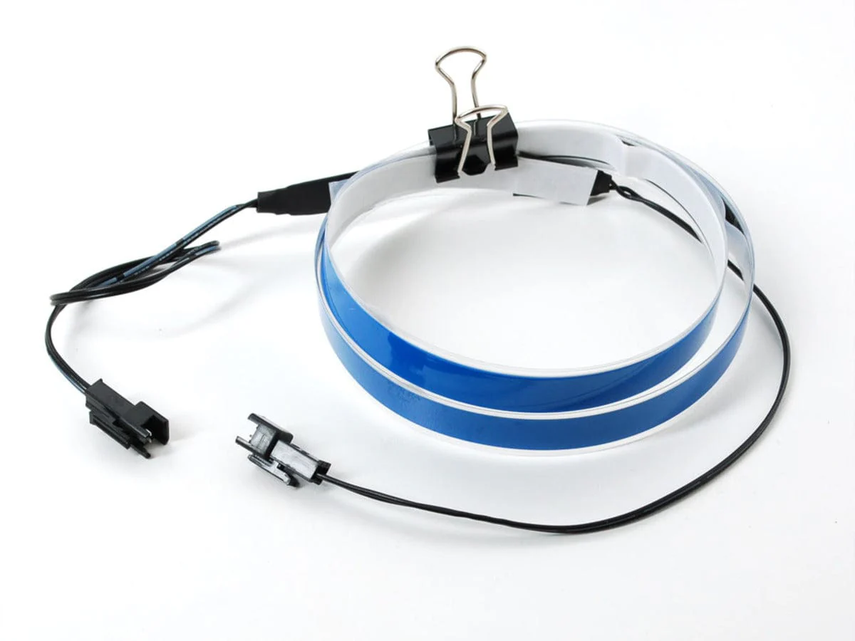 Blue Electroluminescent (EL) Tape Strip - 100cm w/two connectors - Image 2