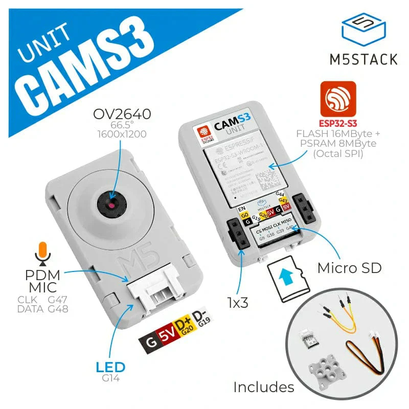 CamS3 Unit Wi-Fi Camera (OV2640) [Discontinued] - Image 2