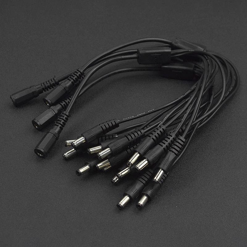 DC Barrel Jack Splitter Cables (1 Female to 4 Male, 5-pack)