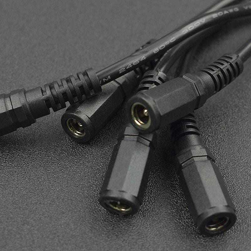 DC Barrel Jack Splitter Cables (1 Female to 4 Male, 5-pack) - Image 2